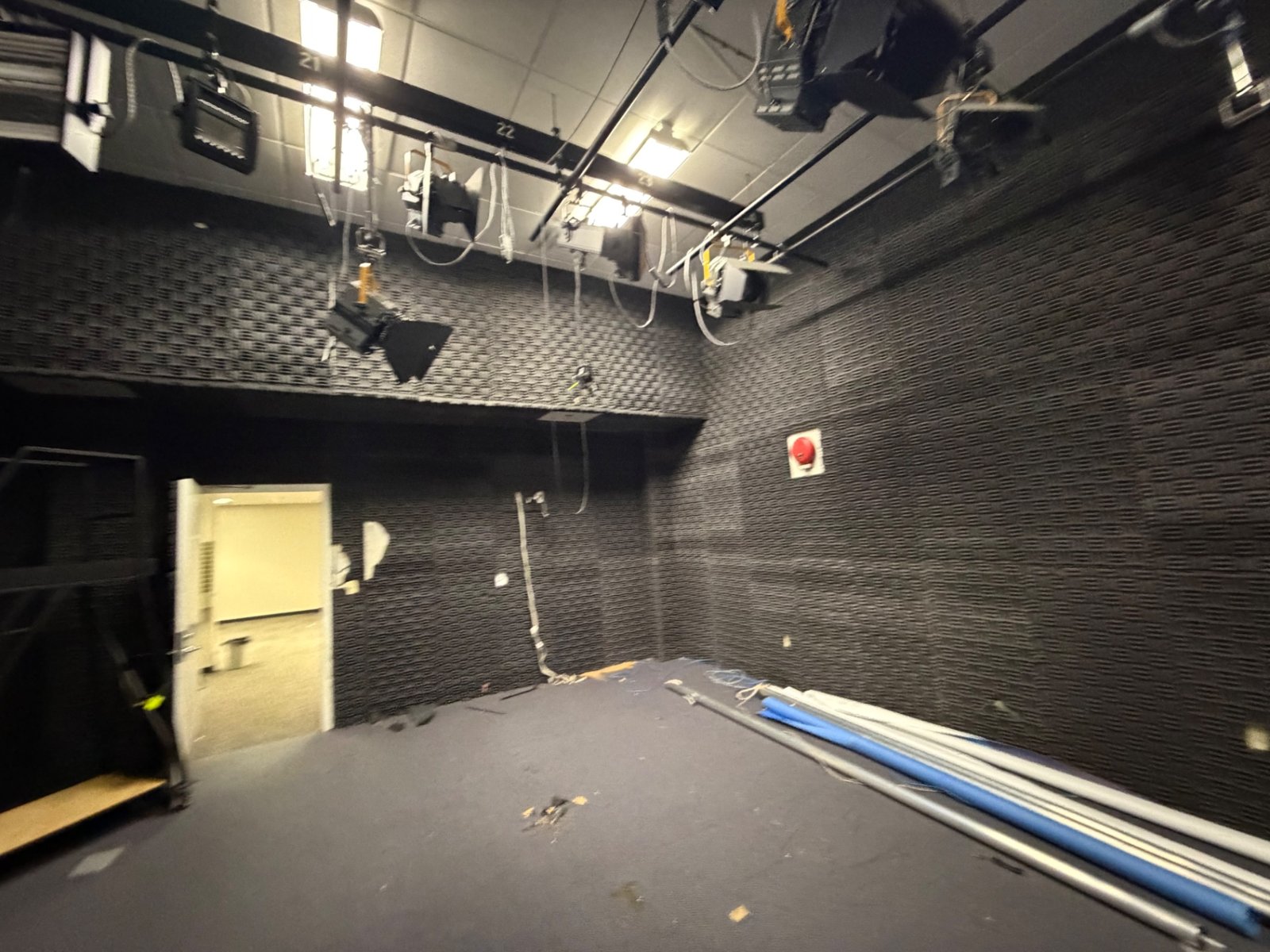 Commercial interior with exposed ceiling