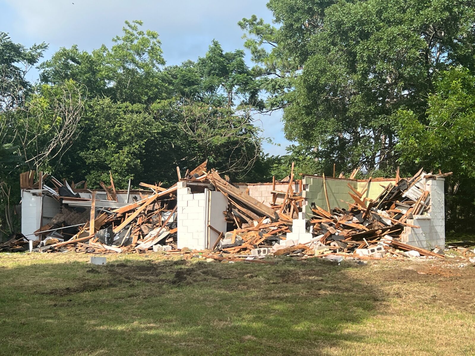 House demolished down to debris