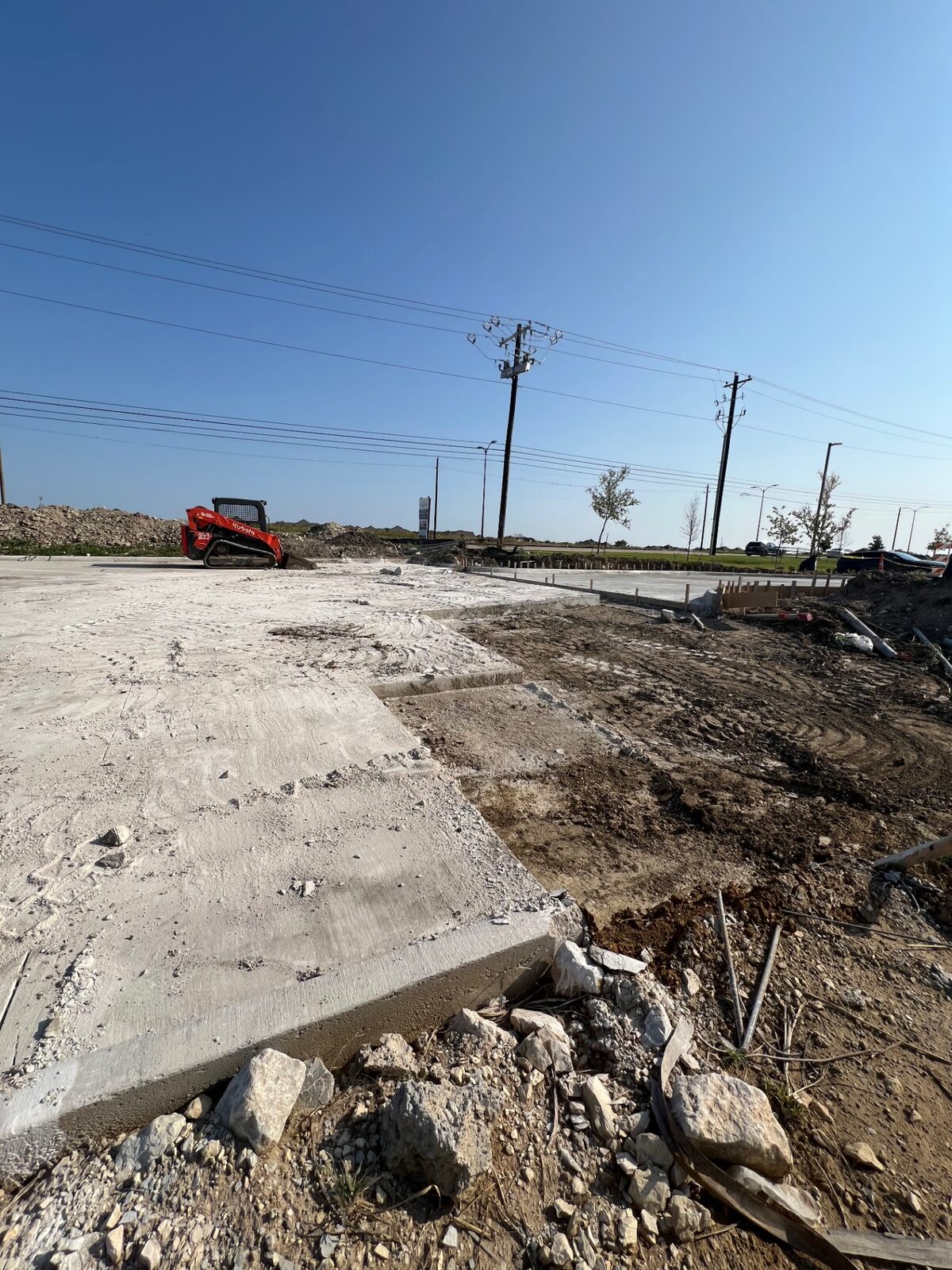 Cleared concrete slab on a commercial site